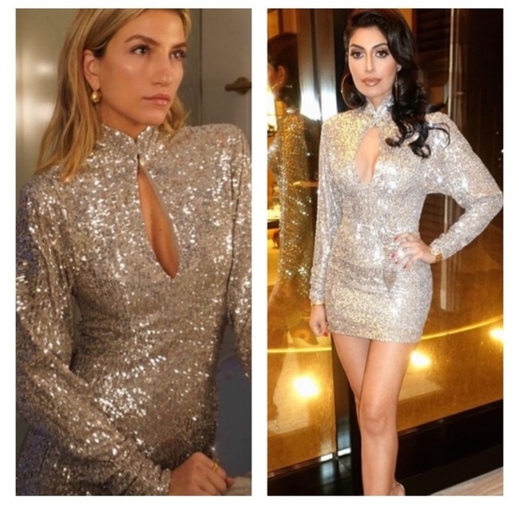 RONNY KOBO Lauper Silver Sequin mini Dress - Size XS - Picture 3 of 8